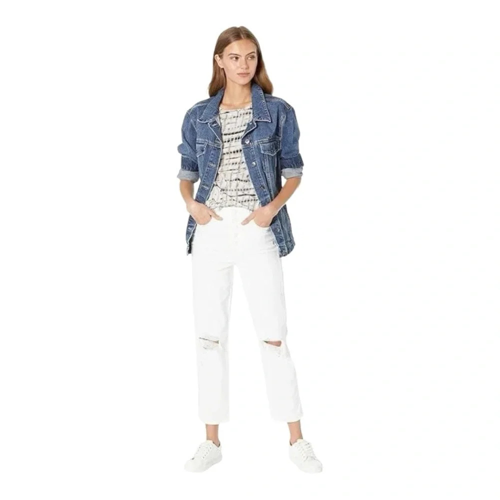 7 For All Mankind High Waist Crop Straight Jeans White Size 31 NWT
